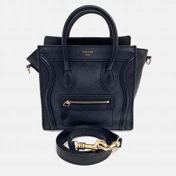 Pre Owned Celine Black Leather Nano Luggage Bag