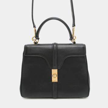 Pre Owned Celine 16 Seise Small Black Calf Leather Handbag