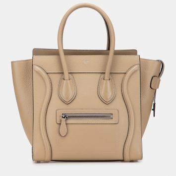 Pre Owned Celine Brown Micro Drummed Calfskin Luggage Tote