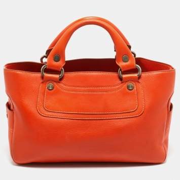 Pre Owned Celine Orange Leather Boogie Tote