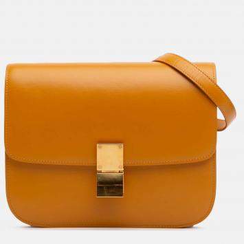 Pre Owned Celine Orange Medium Calfskin Classic Box