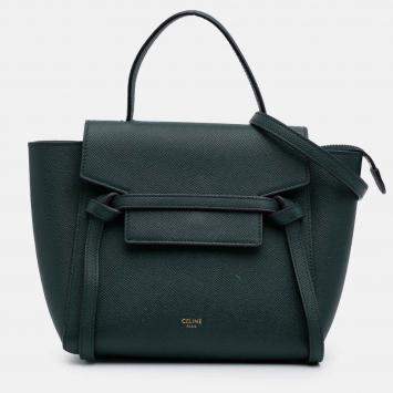 Pre Owned Celine Green Nano Grained Calfskin Belt Bag