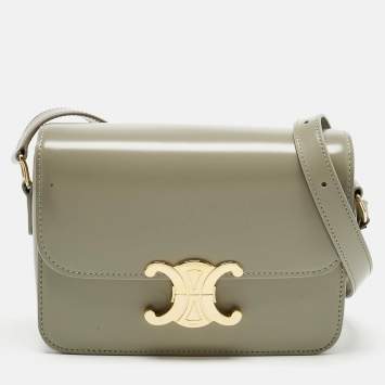 Pre Owned Celine Pistachio Green Leather Teen Triomphe Shoulder Bag