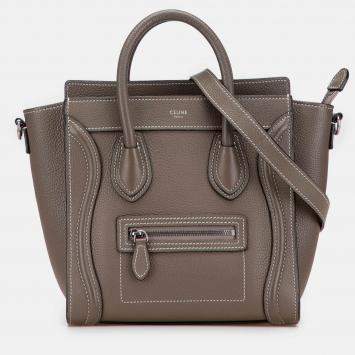 Pre Owned Celine Brown Nano Leather Luggage Tote