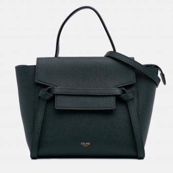 Pre Owned Celine Green Nano Grained Calfskin Belt Bag