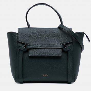 Pre Owned Celine Green Nano Grained Calfskin Belt Bag