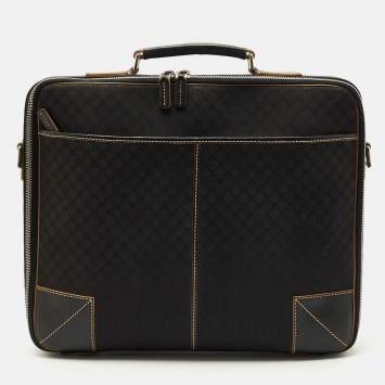 Pre Owned Celine Black Macadam Canvas and Leather Vintage Briefcase