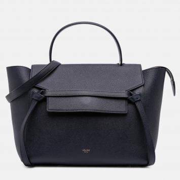 Pre Owned Celine Navy Blue Mini Grained Calfskin Belt Bag