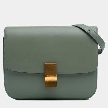 Pre Owned Celine Green Medium Calfskin Classic Box