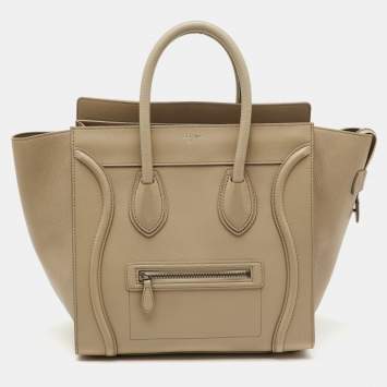 Pre Owned Celine Beige Leather Mini Luggage Tote