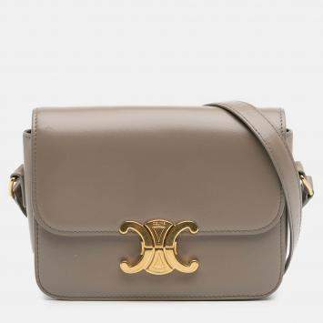 Pre Owned Celine Brown Teen Shiny Calfskin Triomphe Crossbody