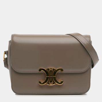 Pre Owned Celine Brown Teen Shiny Calfskin Triomphe Crossbody