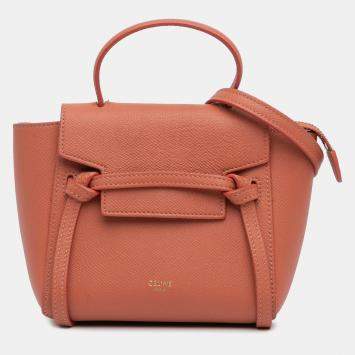 Pre Owned Celine Orange Pico Grained Calfskin Belt Bag