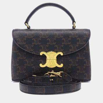 Pre Owned Celine Black Brown Coated Canvas Teen Nino Bag