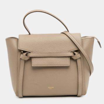 Pre Owned Celine Beige Nano Grained Calfskin Belt Bag