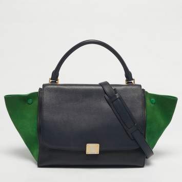 Pre Owned Celine Tricolor Leather and Suede Medium Trapeze Bag