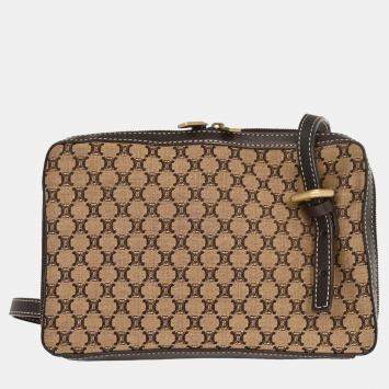 Pre Owned Celine Beige Canvas Macadam Shoulder Bag