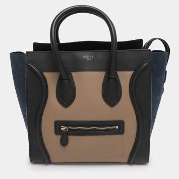 Pre Owned Celine Multicolor Leather and Suede Mini Luggage Tote