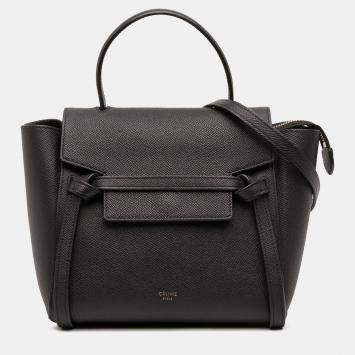 Pre Owned Celine Black Nano Grained Calfskin Belt Bag