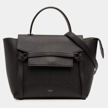 Pre Owned Celine Black Micro Grained Calfskin Belt Bag