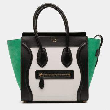 Pre Owned Celine Multicolor Micro Tricolor Nubuck and Calfskin Luggage Tote
