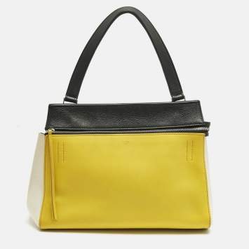 Pre Owned Celine Tricolor Leather Small Edge Top Handle Bag