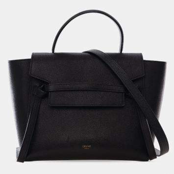 Pre Owned Celine Black Micro Grained Calfskin Belt Bag