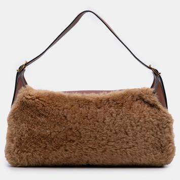 Pre Owned Celine Brown Shearling and Leather Romy Shoulder Bag