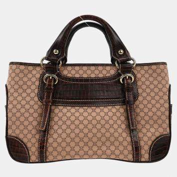 Pre Owned Celine Brown Canvas Macadam Boogie Tote Handbag