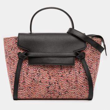 Pre Owned Celine Pink Micro Tweed Belt Satchel