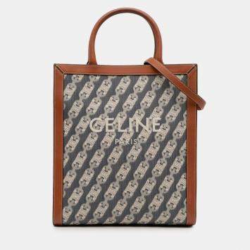 Pre Owned Celine Blue Small Triomphe Canvas Maillon Vertical Cabas Satchel