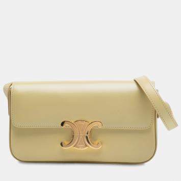 Pre Owned Celine Yellow Shiny Calfskin Claude Shoulder Bag