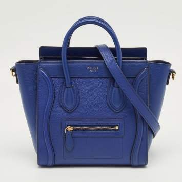 مملوكة مسبقًا Celine Blue Leather Nano Luggage Tote