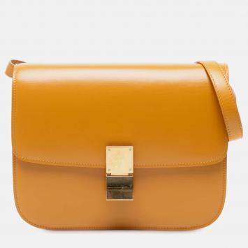 Pre Owned Celine Yellow Medium Calfskin Classic Box