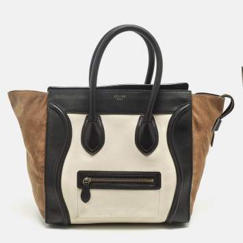 Pre Owned Celine Tricolor Leather and Suede Mini Luggage Tote
