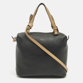 Pre Owned Celine Black/Beige Leather Soft Cube Satchel