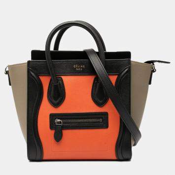 مملوكة مسبقًا Celine Orange Nano Tricolor Leather Luggage Tote