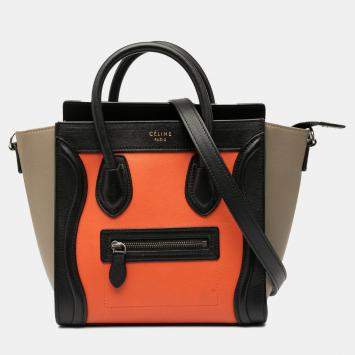 مملوكة مسبقًا Celine Orange Nano Tricolor Leather Luggage Tote