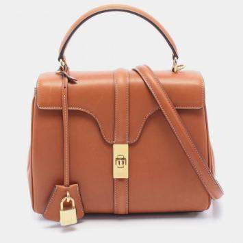 مملوكة مسبقًا Celine 16 Seize Small Handbag Leather Women'S Brown