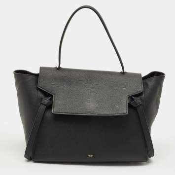 Pre Owned Celine Belt Black Leather Top Handle Bag