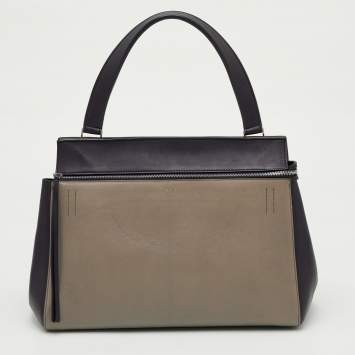 Pre Owned Celine Edge Large Purple/Grey Leather Top Handle Bag