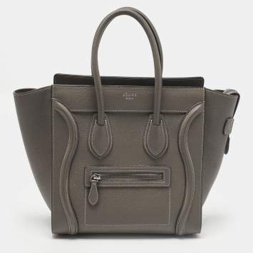 Pre Owned Celine Luggage Micro Grey Leather Tote
