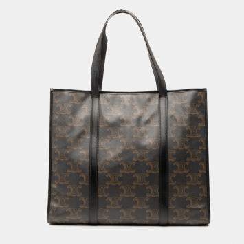Pre Owned Celine Brown XL Triomphe Coated Canvas Cabas Tote