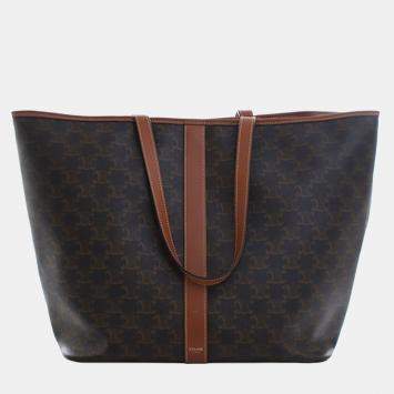 مملوكة مسبقًا حقيبة يد سيلين بني وسط كانفاس مطلي تربيونم كاباس