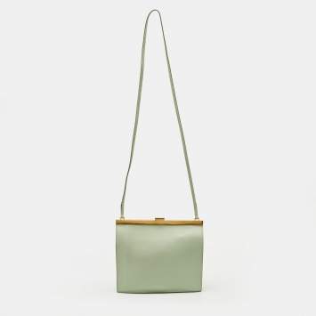 مملوكة مسبقًا Celine Clasp Mini Light Green Leather Crossbody Bag