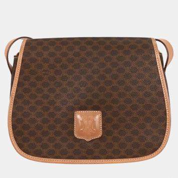 Pre Owned Celine Macadam Brown PVC Coated Canvas Shoulder Bag