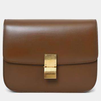 Pre Owned Celine Brown Leather Medium Box Bag