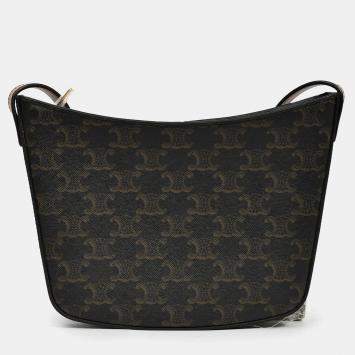 Pre Owned Celine Brown Canvas Triomphe Medium Croque Shoulder Bag