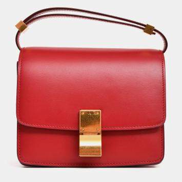 Pre Owned Celine 2016 Red Leather Nano Classic Box Bag