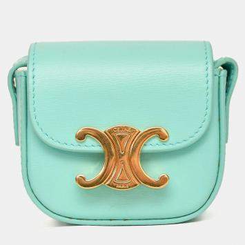 Pre Owned Celine 2021 Teal Leather Mini Claude Crossbody